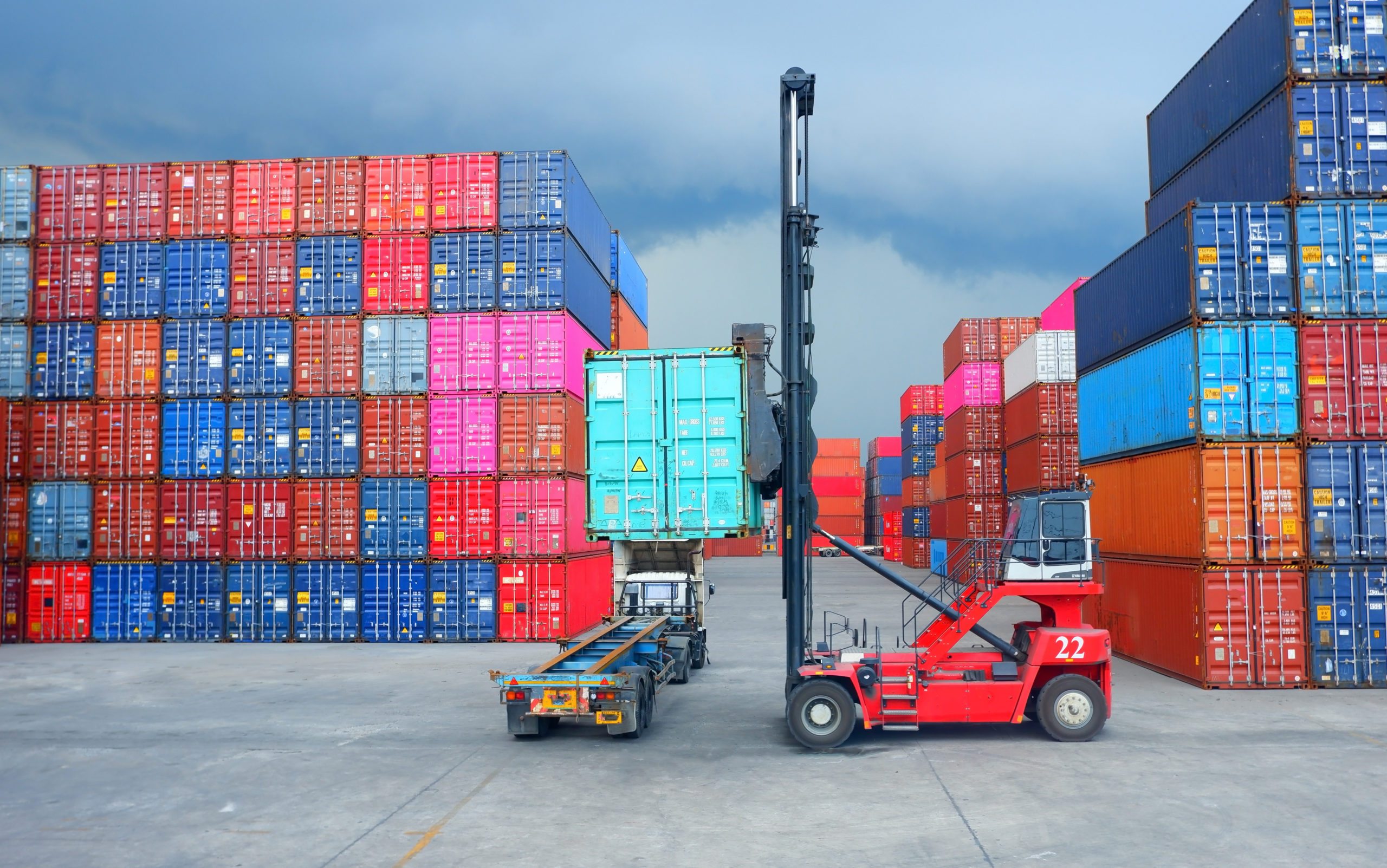 Working in a container yard Container handlers